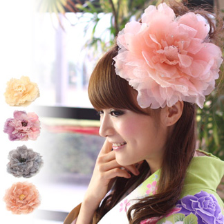 髪飾り フラワーコサージュ シャイニーシフォンの大きなお花