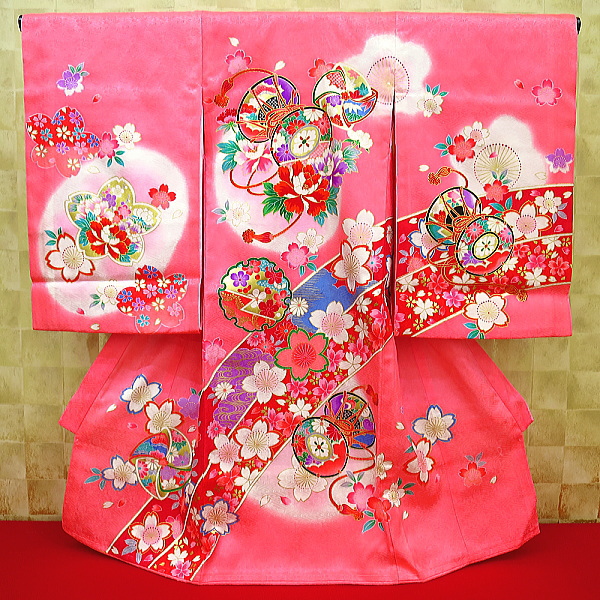 初着・祝着・のしめ 牡丹・鼓・花ぼかし・ピンク
