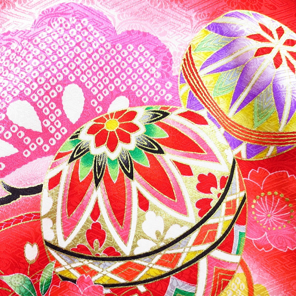 初着・祝着・のしめ まりと桜尽くし・赤
