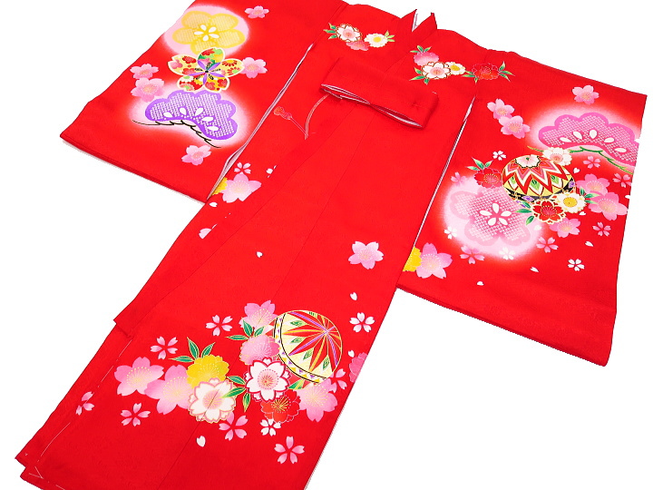 初着・祝着・のしめ まりと桜尽くし・赤