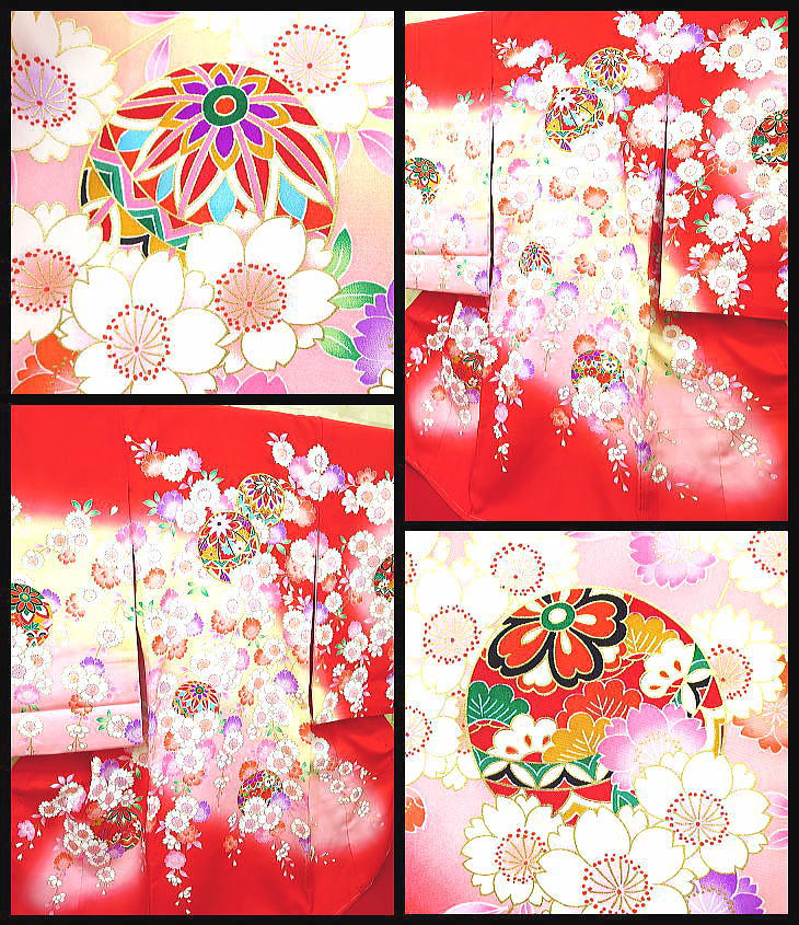 初着・祝着・のしめ 毬と桜尽くし・赤
