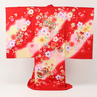 お祝い着・初着・のしめ お宮参り着物 鼓・小桜・まり