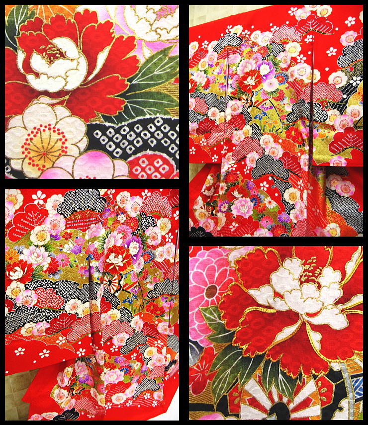初着・祝着・のしめ 御所車 牡丹 桜 松の柄