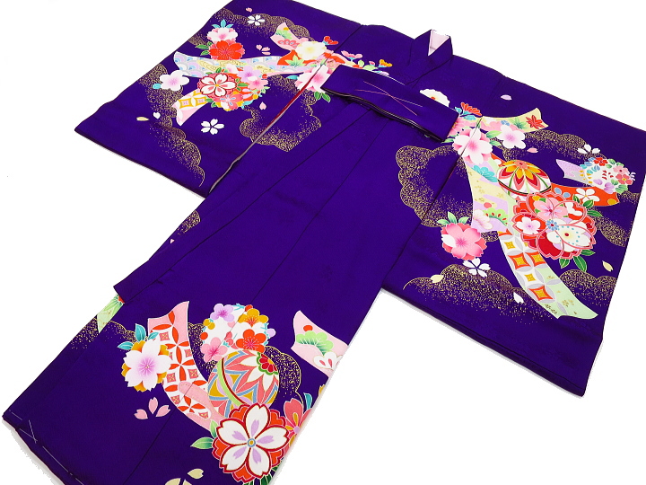 初着・祝着・のしめ 熨斗にまりと桜・雲どり・紫