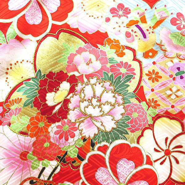 初着・祝着・のしめ 桜尽くし・花車・赤