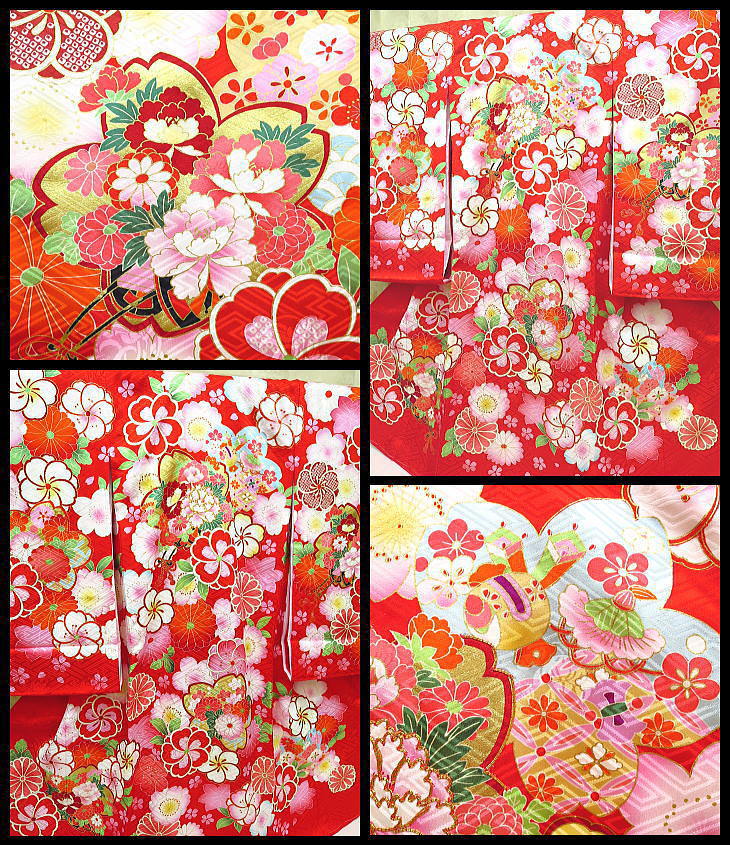 初着・祝着・のしめ 桜尽くし・花車・赤