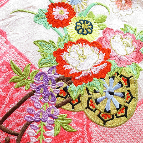 初着・祝着・のしめ 総絞り束ね熨斗に花車刺繍・毬・ピンク