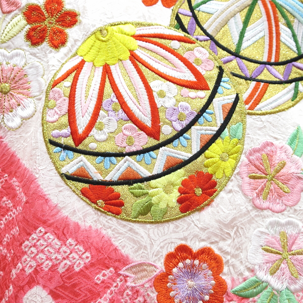 初着・祝着・のしめ 総絞り束ね熨斗にまりと桜・ピンク