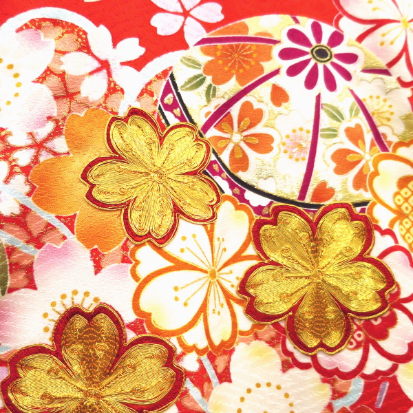 桜と毬・金駒刺繍 初着 お祝着 のしめ 産着 お宮参りの着物