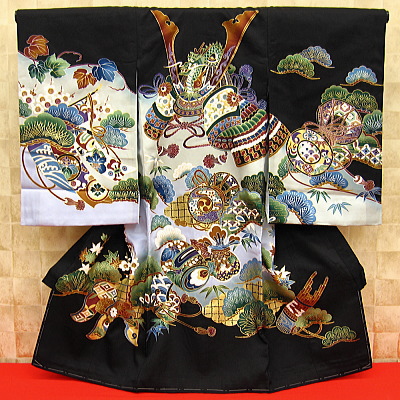 お祝い着・初着・のしめ お宮参り着物 兜・松・宝尽くし