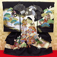 お祝い着・初着・のしめ 鷹・吉祥紋様・黒