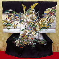 お祝い着・初着・のしめ 兜・宝・吉祥松・黒