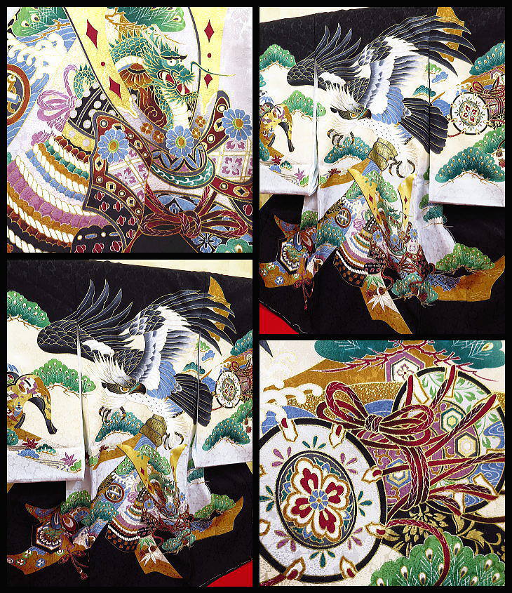 初着・祝着・のしめ 鷹・吉祥松・兜・黒