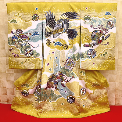 初着・祝着・のしめ 鷹・松・縁起物・金茶