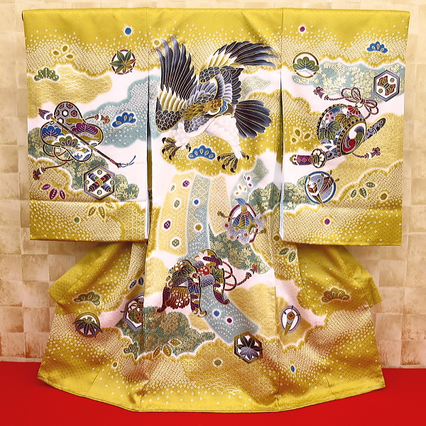 初着・祝着・のしめ 鷹・松・縁起物・金茶