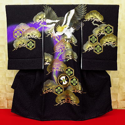 初着・祝着・のしめ 金通し・鷹・松・紫ぼかし
