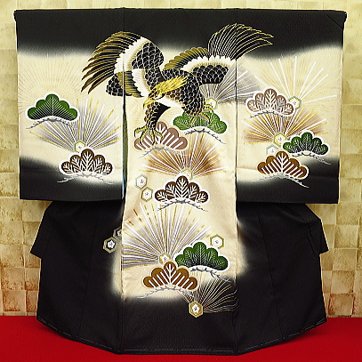 お祝い着・初着・のしめ お宮参り着物 束ね熨斗に鷹・吉祥紋様