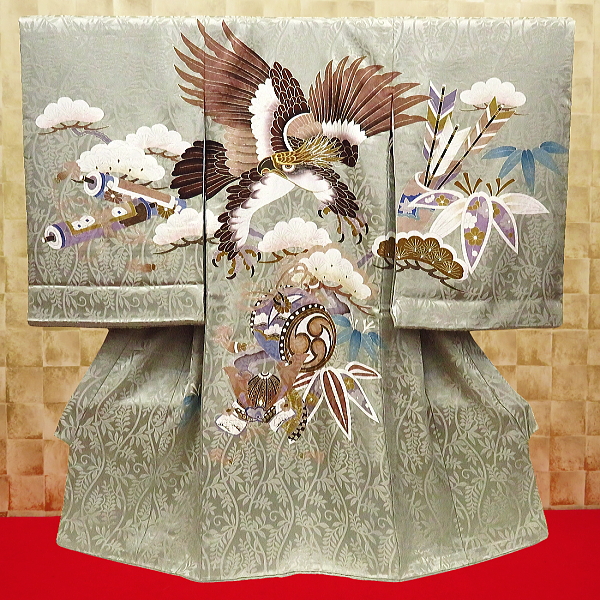 初着・祝着・のしめ　飛翔鷹に宝尽くし・薄緑