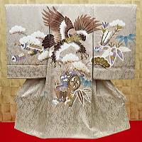 初着・祝着・のしめ　飛翔鷹に宝尽くし・ベージュ