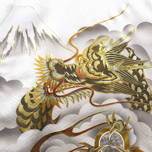 初着・祝着・のしめ・赤ちゃんの着物 昇龍・兜・富士山・白