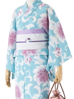 撫松庵のゆかた 牡丹唐草 ミズイロ
