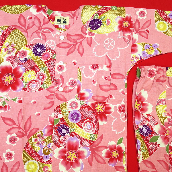 義若オリジナル子供鯉口シャツ上下セット（９号（１５０サイズ）） : 大荒波に龍・紺義若オリジナル子供鯉口シャツ上下