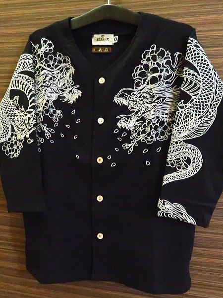 絡繰魂　七分袖シャツ　龍　刺繍　和柄