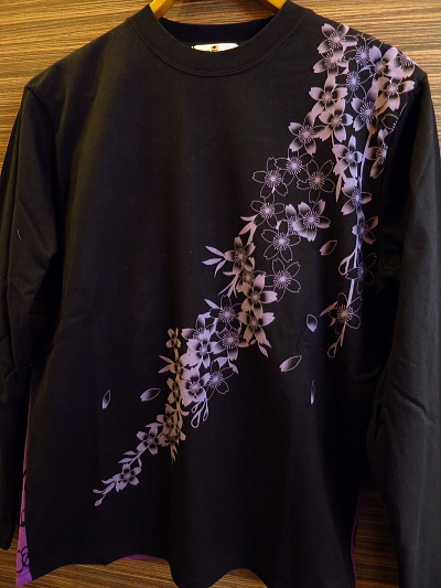 和柄長袖Tシャツ 風神雷神刺繍 絡繰魂 からくり魂 カラクリ魂