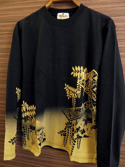 絡繰魂 藤扇に鳳凰刺繍 和柄Tシャツ！和風Tシャツ