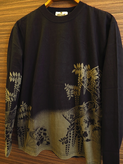 絡繰魂 藤扇に鳳凰刺繍 和柄Tシャツ！和風Tシャツ