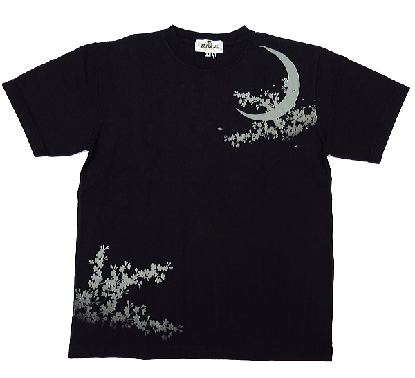 絡繰魂 月光桜刺繍Tシャツ からくり魂 カラクリ魂 和柄半袖T 絡繰魂 月光桜刺繍Tシャツ からくり魂 カラクリ魂 和柄半袖T